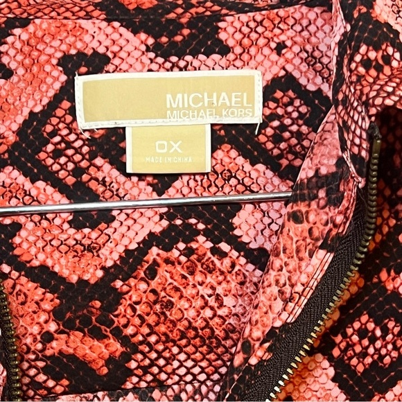#93 MICHAEL KORS PINK/RED SNAKE REPTILE PRINT JACKET 0X - Picture 5 of 7
